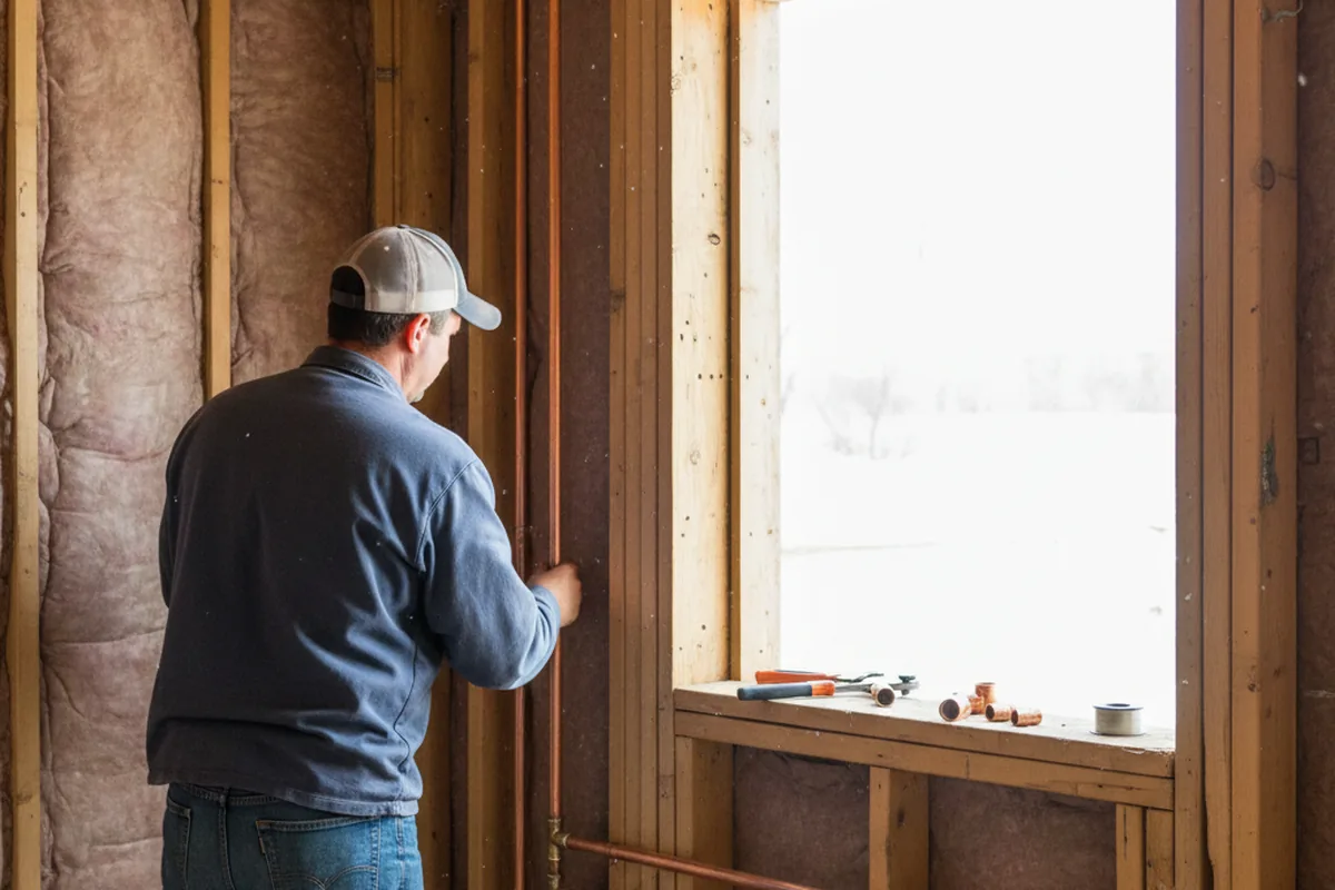 Licensed plumber running new copper supply lines in a Joplin home